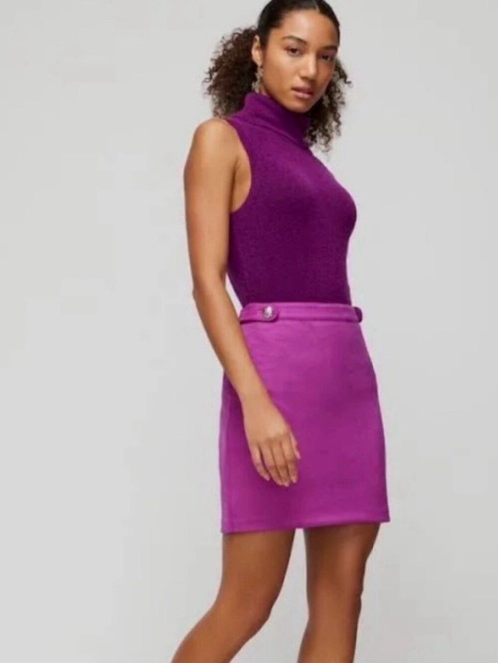 WHBM Suede Magenta Mini Skirt